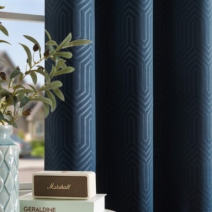 Curtainking Living Room Curtains Embossed Textured Fingerprint Pattern Room Darkening Curtains for Bedroom 2 Panels