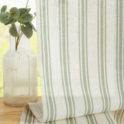 Curtainking Farmhouse Striped Valance Semi-Sheer Flax Linen Light Filtering Small Window Valance 16 inch Rod Pocket 1 Panel