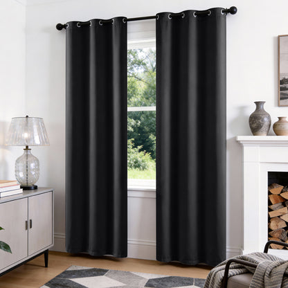 TOPICK Blackout Curtains Solid Grommet Drapes for Kitchen Bedroom Living Room 2 Panels