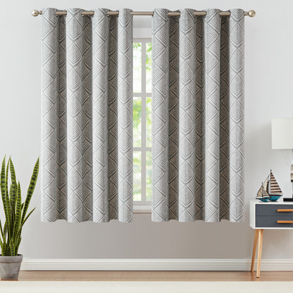 Curtainking Blackout Curtains Geometric Pattern Window Curtains for Living Room Darkening Bedroom Thermal Grommet Curtains set of 2