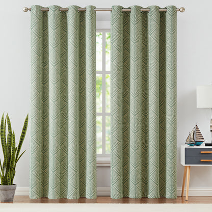 Curtainking Blackout Curtains Geometric Pattern Window Curtains for Living Room Darkening Bedroom Thermal Grommet Curtains set of 2