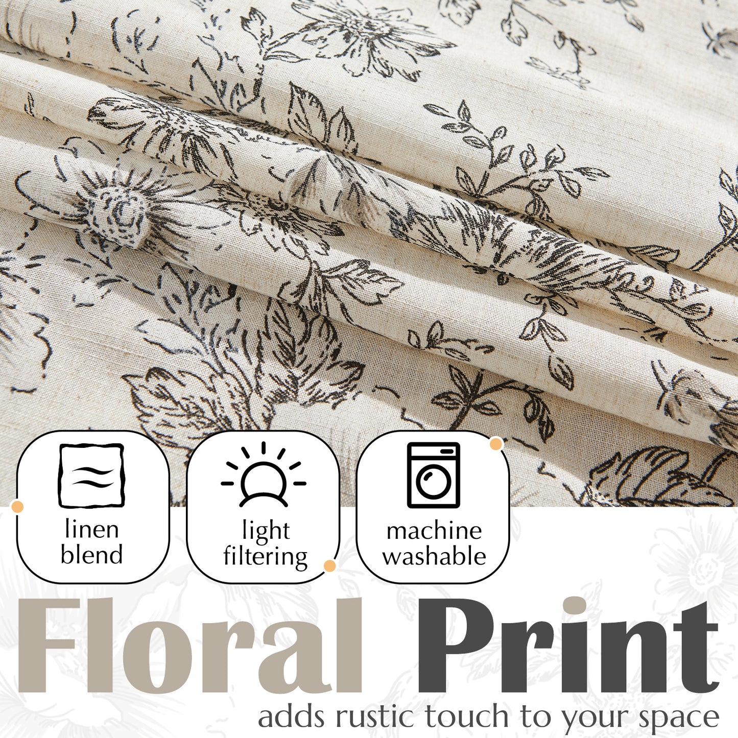 Curtainking Rod Pocket Linen Valance Curtain Double Layer Valance for Kitchen 1 Panel