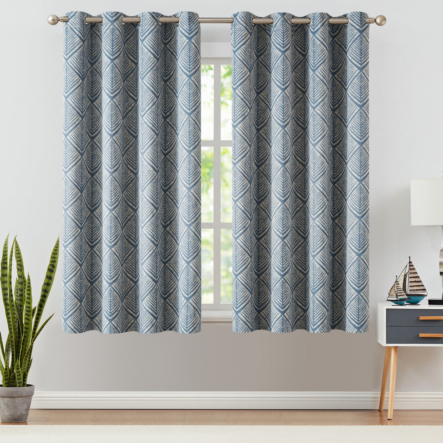 Curtainking Blackout Curtains Geometric Pattern Window Curtains for Living Room Darkening Bedroom Thermal Grommet Curtains set of 2