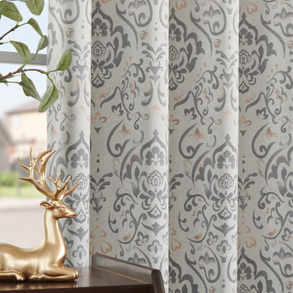 Curtainking 100% Blackout Curtains Floral Thermal Insulated Drapes for Bedroom Living Room, Farmhouse Vintage Window Treatments Set, Rod Pocket 2 Panels
