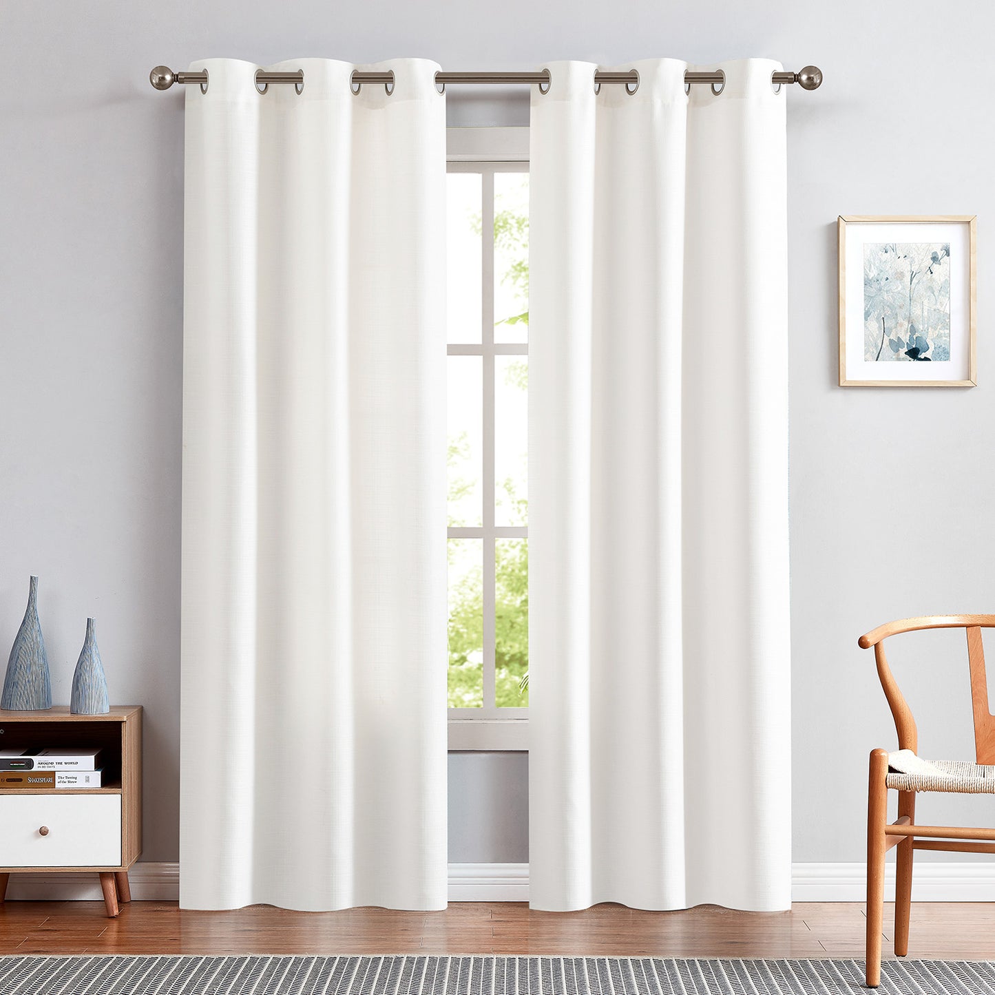 Curtainking Linen Textured Curtains Bedroom Living Room Window Curtain Set Light Filtering Drapes Grommet Top 2 Panels