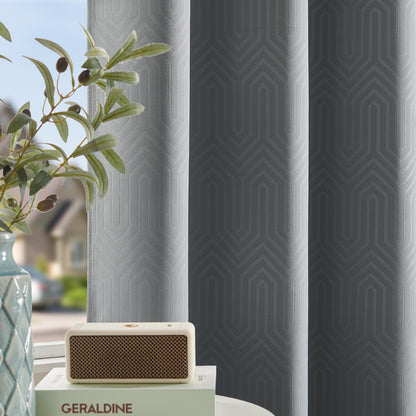 Curtainking Living Room Curtains Embossed Textured Fingerprint Pattern Room Darkening Curtains for Bedroom 2 Panels