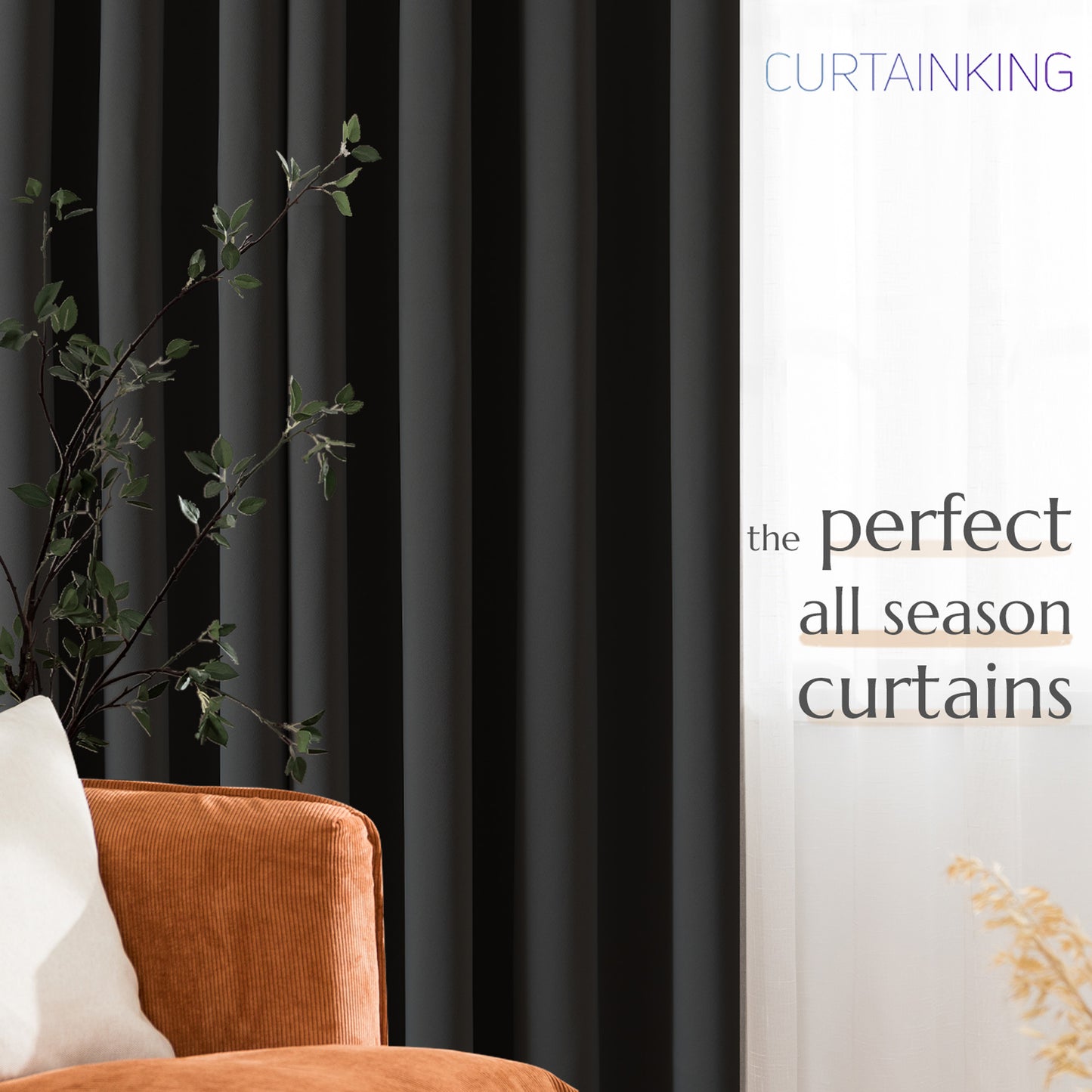 Curtainking Black out Curtain and Drapes Thermal Insulated Grommet Curtains for Living Room 2 Panels