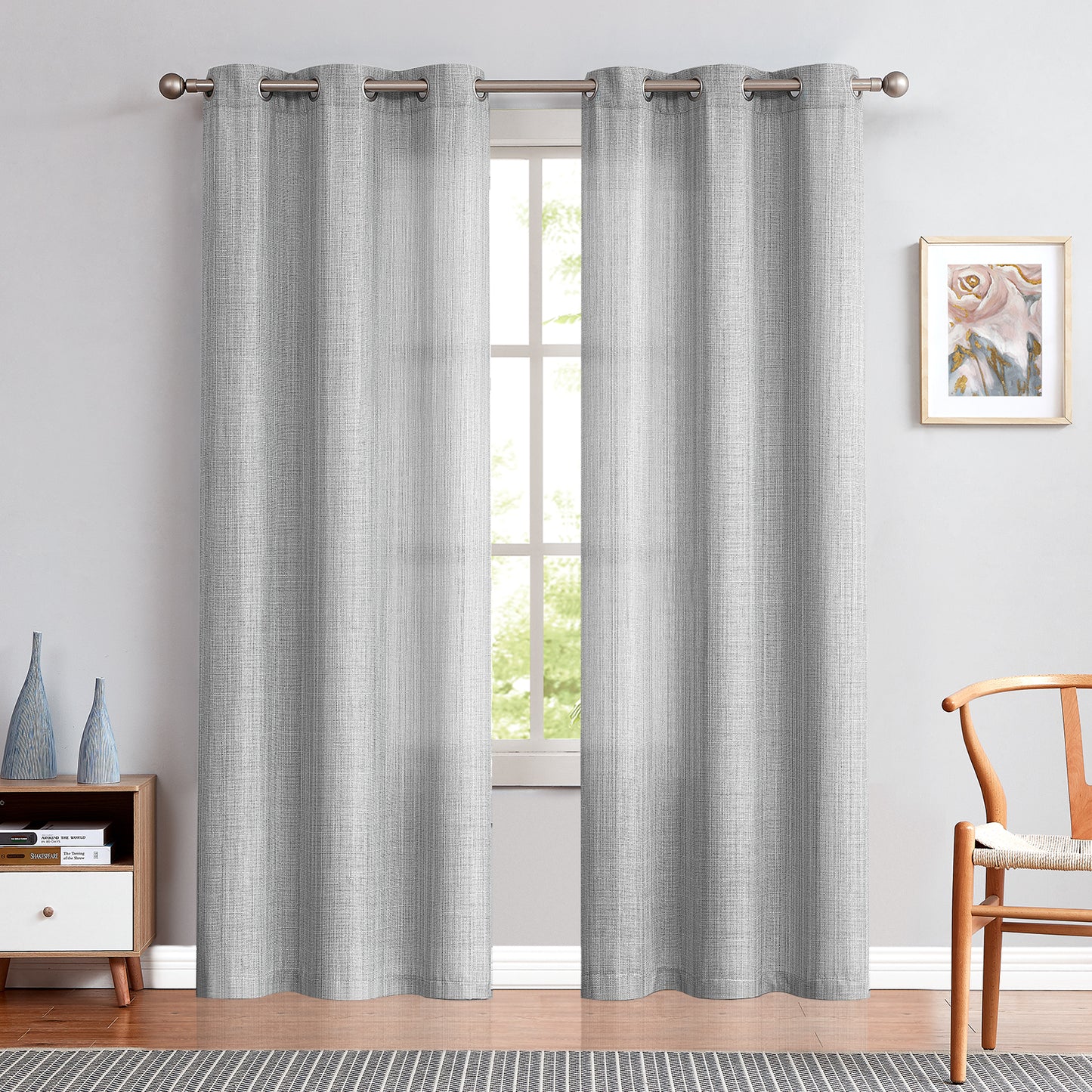 Curtainking Linen Textured Curtains Bedroom Living Room Window Curtain Set Light Filtering Drapes Grommet Top 2 Panels