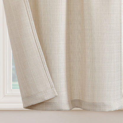CURTAINKING Kitchen Curtains Linen Textured Cafe Curtains for Bathroom Farmhouse Light Filtering Tier Curtains Rod Pocket 2 Panels