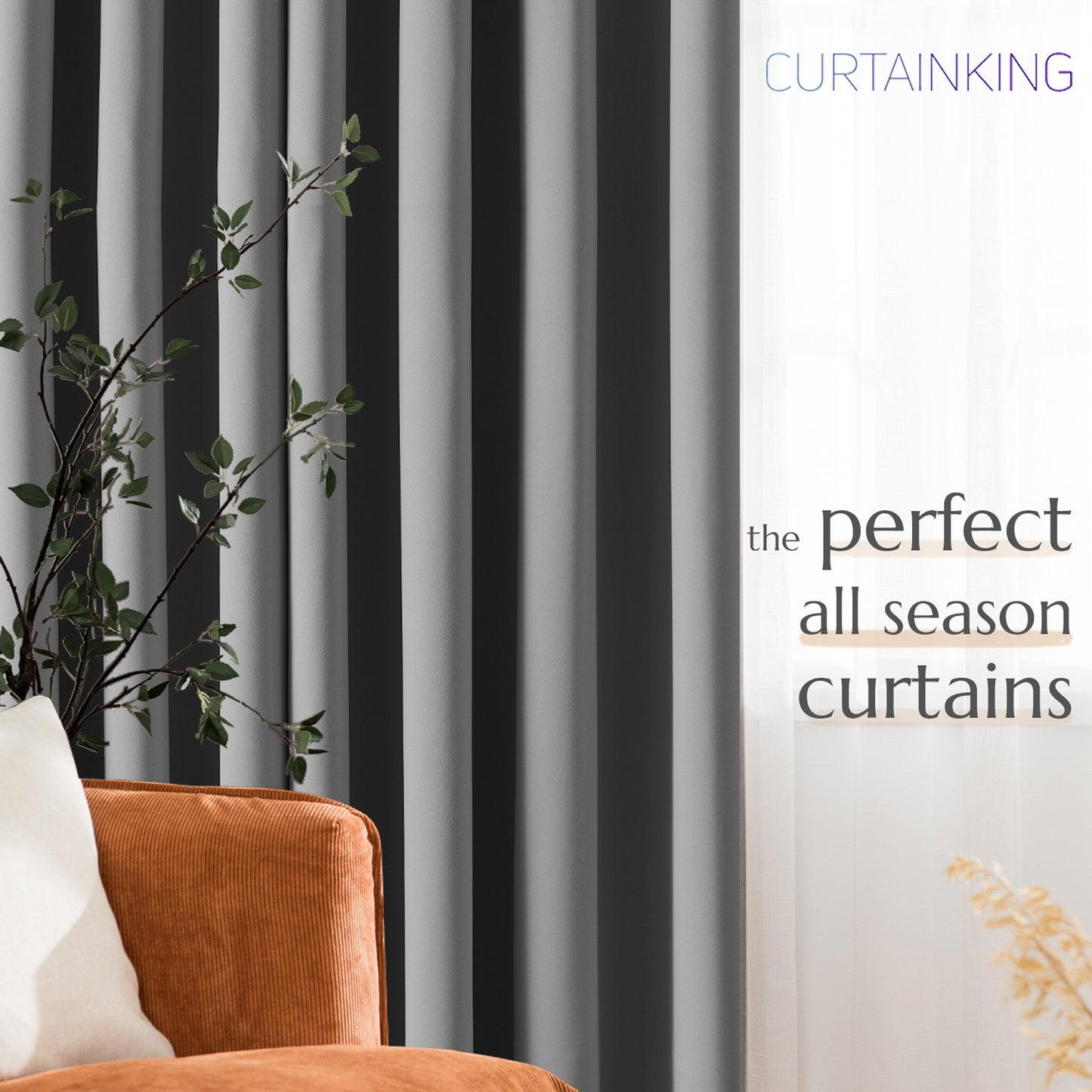 Curtainking Black out Curtain and Drapes Thermal Insulated Grommet Curtains for Living Room 2 Panels