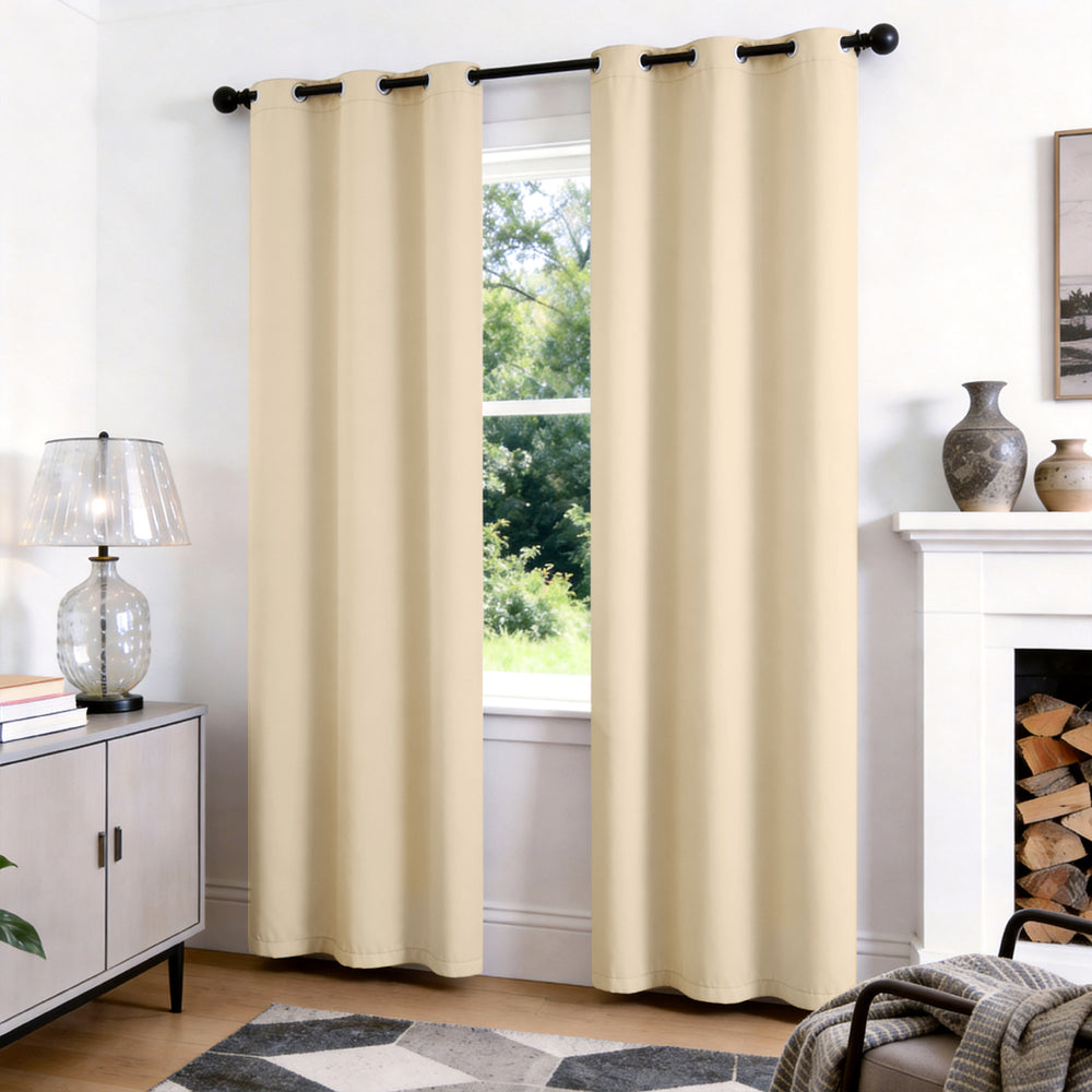 TOPICK Blackout Curtains Solid Grommet Drapes for Kitchen Bedroom Living Room 2 Panels