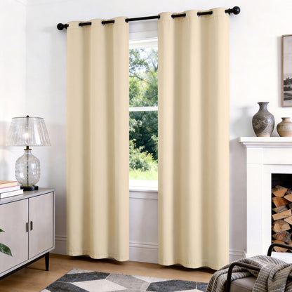 TOPICK Blackout Curtains Solid Grommet Drapes for Kitchen Bedroom Living Room 2 Panels