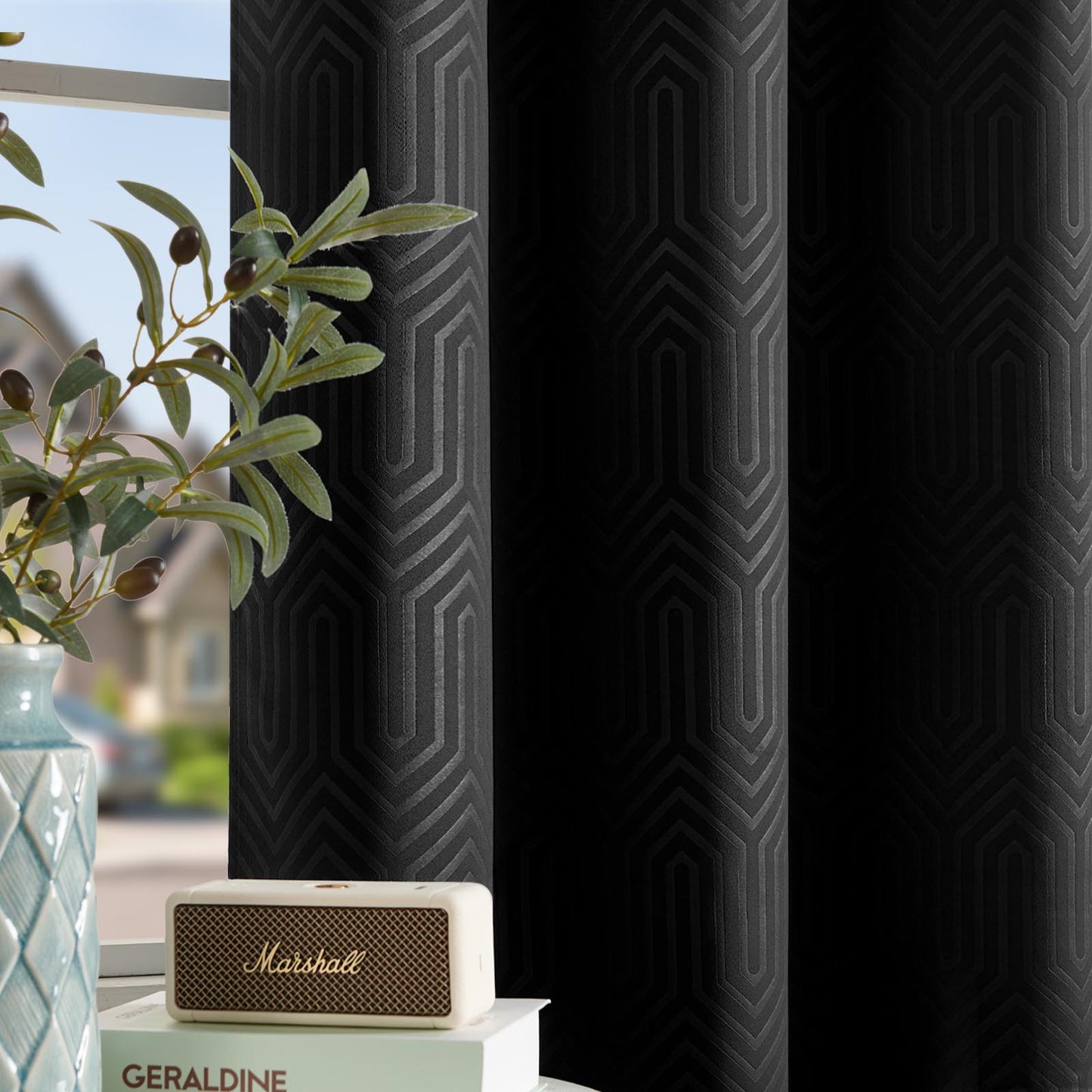 Curtainking Living Room Curtains Embossed Textured Fingerprint Pattern Room Darkening Curtains for Bedroom 2 Panels