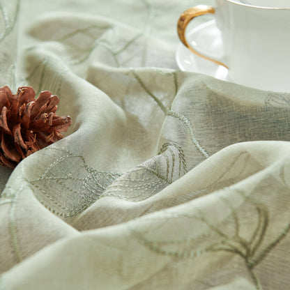 Curtainking Leaf Embroidered Window Topper Valance Farmhouse Sheer Kitchen Valance Light Filtering Short Curtains Rod Pocket 1 Panel Drape