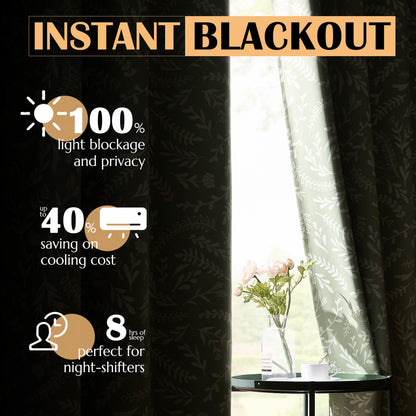 Curtainking 100% Blackout Curtains Grommet Thermal Insulated Curtains for Living Room Printed Short Curtains 2 Panels Set