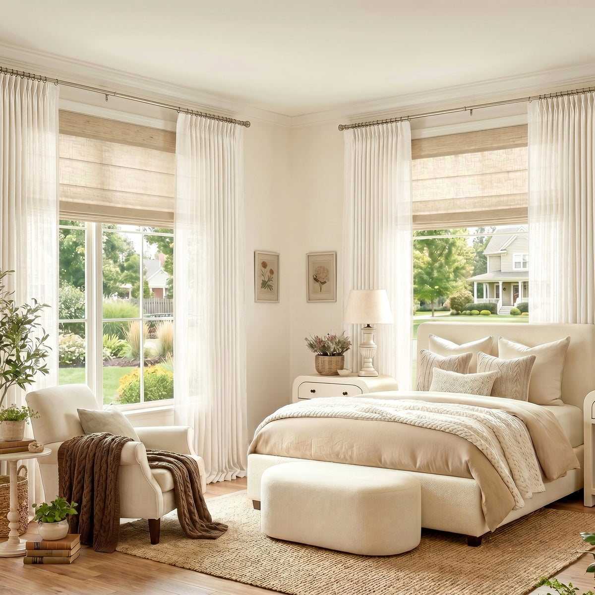 Linen Inside Pinch Pleat Linen Blend Curtains