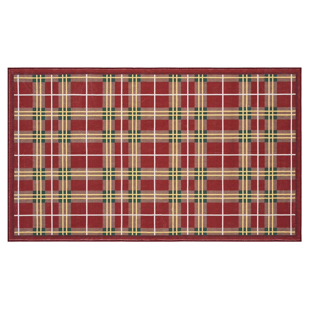 RUGKING Farmhouse Christmas Area Rug Plaid Washable Rug for Entryway Kitchen Holiday Decor