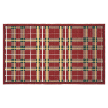 RUGKING Farmhouse Christmas Area Rug Plaid Washable Rug for Entryway Kitchen Holiday Decor