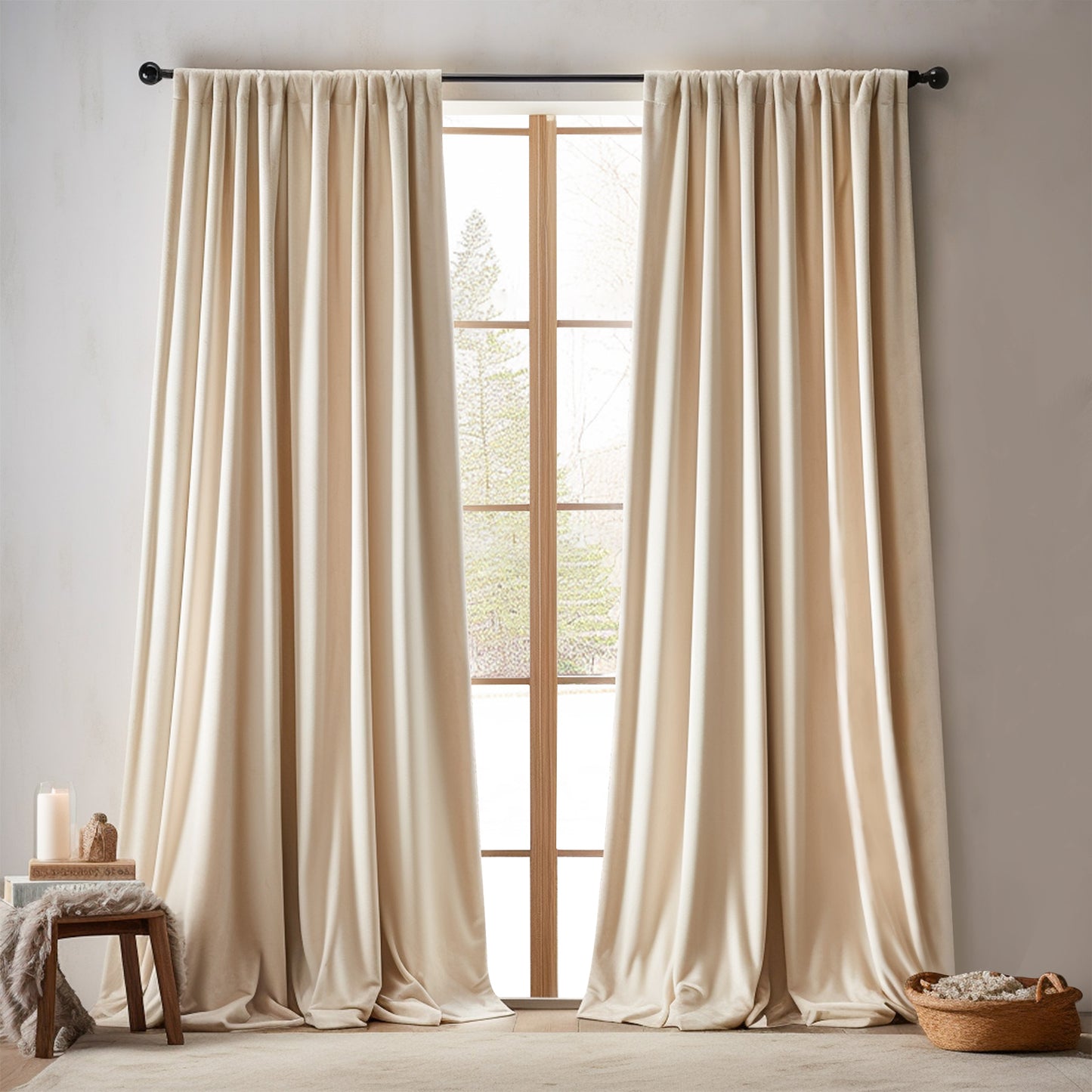 Curtainking Velvet Blackout Curtains Christmas Curtains Thermal Insulated Soft Drapes for Bedroom Living Room Rod Pocket Window Curtains 2 Panels