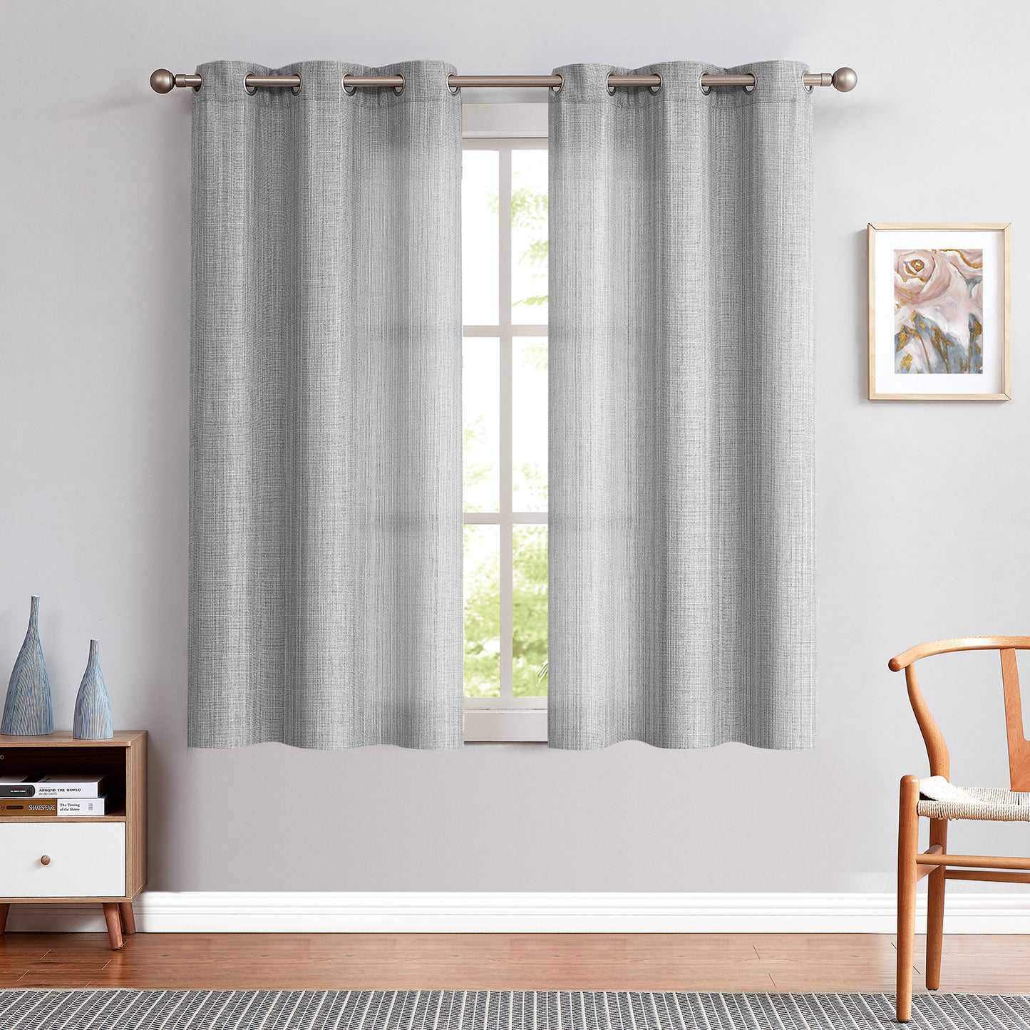 Curtainking Linen Textured Curtains Bedroom Living Room Window Curtain Set Light Filtering Drapes Grommet Top 2 Panels