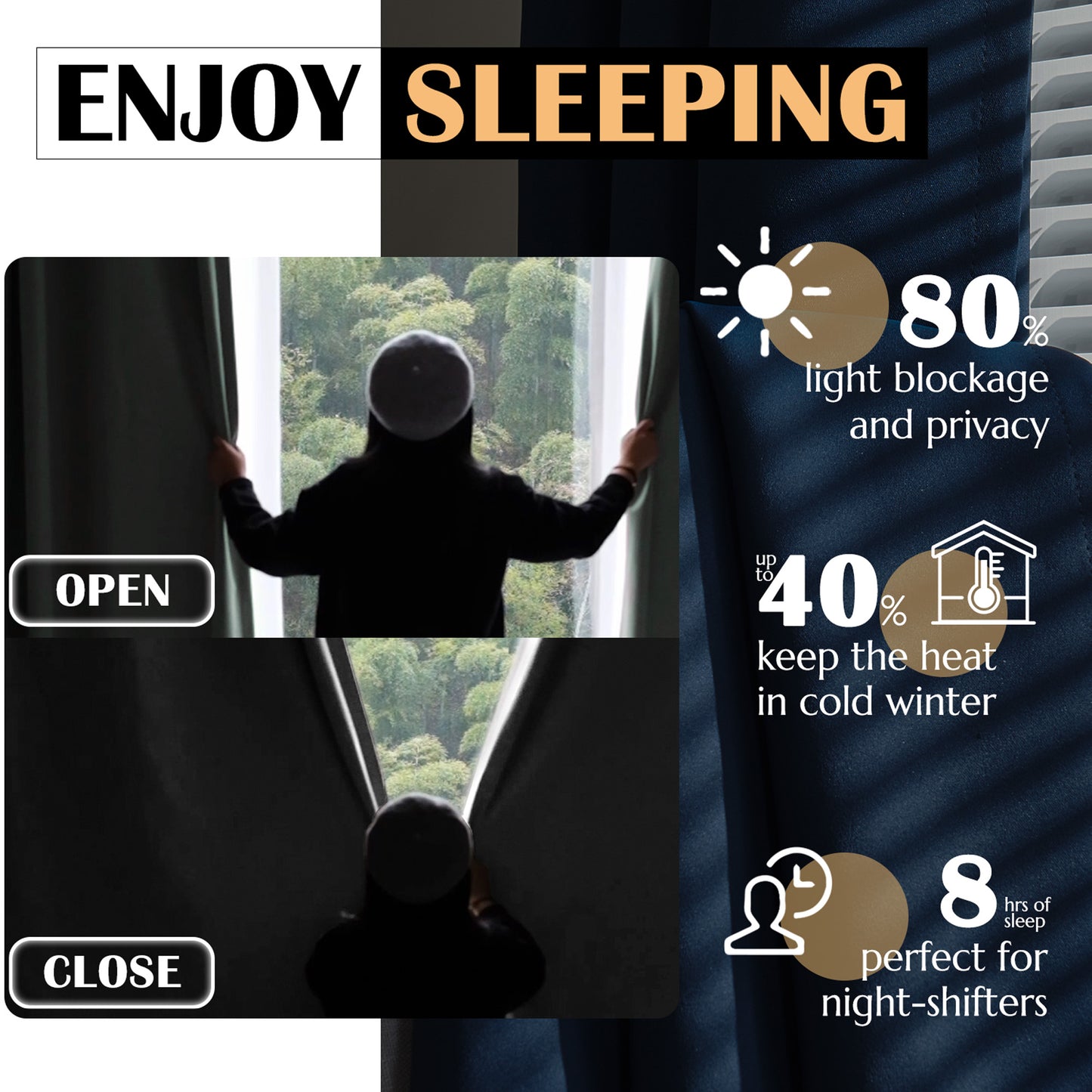 Curtainking Black out Curtain and Drapes Thermal Insulated Grommet Curtains for Living Room 2 Panels