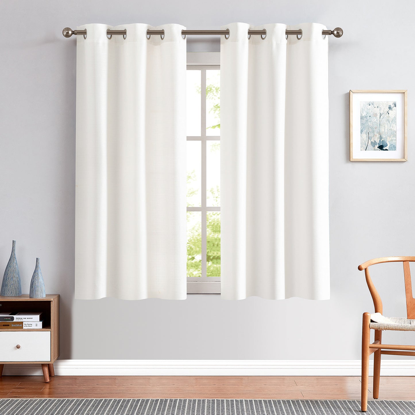 Curtainking Linen Textured Curtains Bedroom Living Room Window Curtain Set Light Filtering Drapes Grommet Top 2 Panels