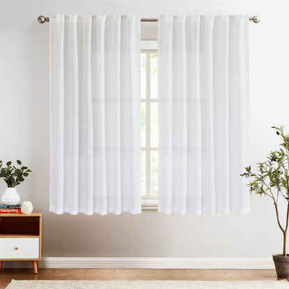 Curtainking Back Tab Curtains Light Filtering Curtains Living Room Bedroom Drapes Rod Pocket Linen Farmhouse Curtains Pack of 2