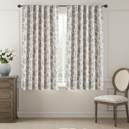Curtainking Luxury Look Farmhouse Floral Print Rod Pocket Blackout Curtains 2 Panels