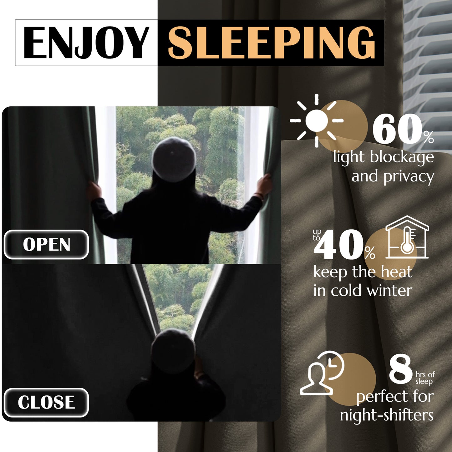 Curtainking Black out Curtain and Drapes Thermal Insulated Grommet Curtains for Living Room 2 Panels