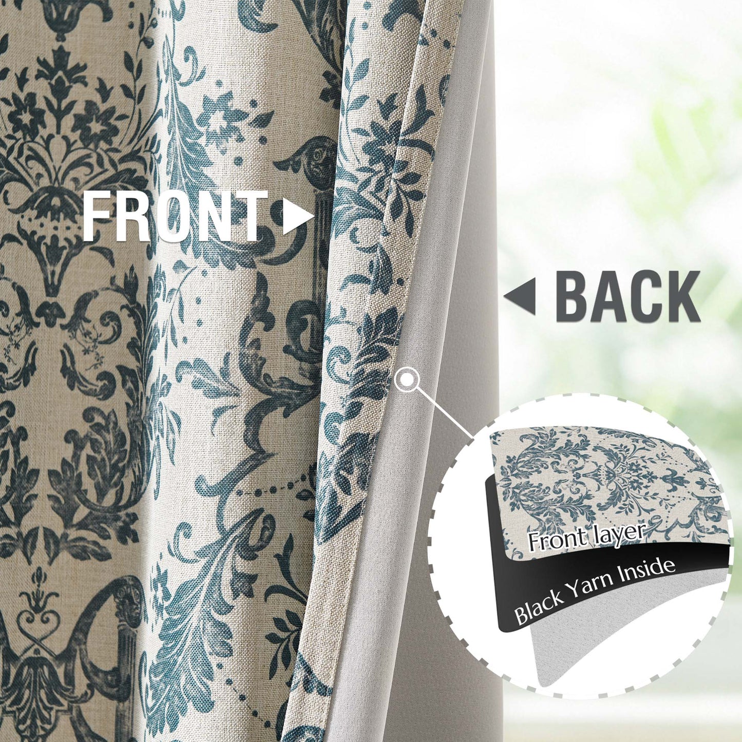 Curtainking Blackout Curtains for Bedroom Thermal Curtains Floral Patterned Living Room Vintage Country Curtain