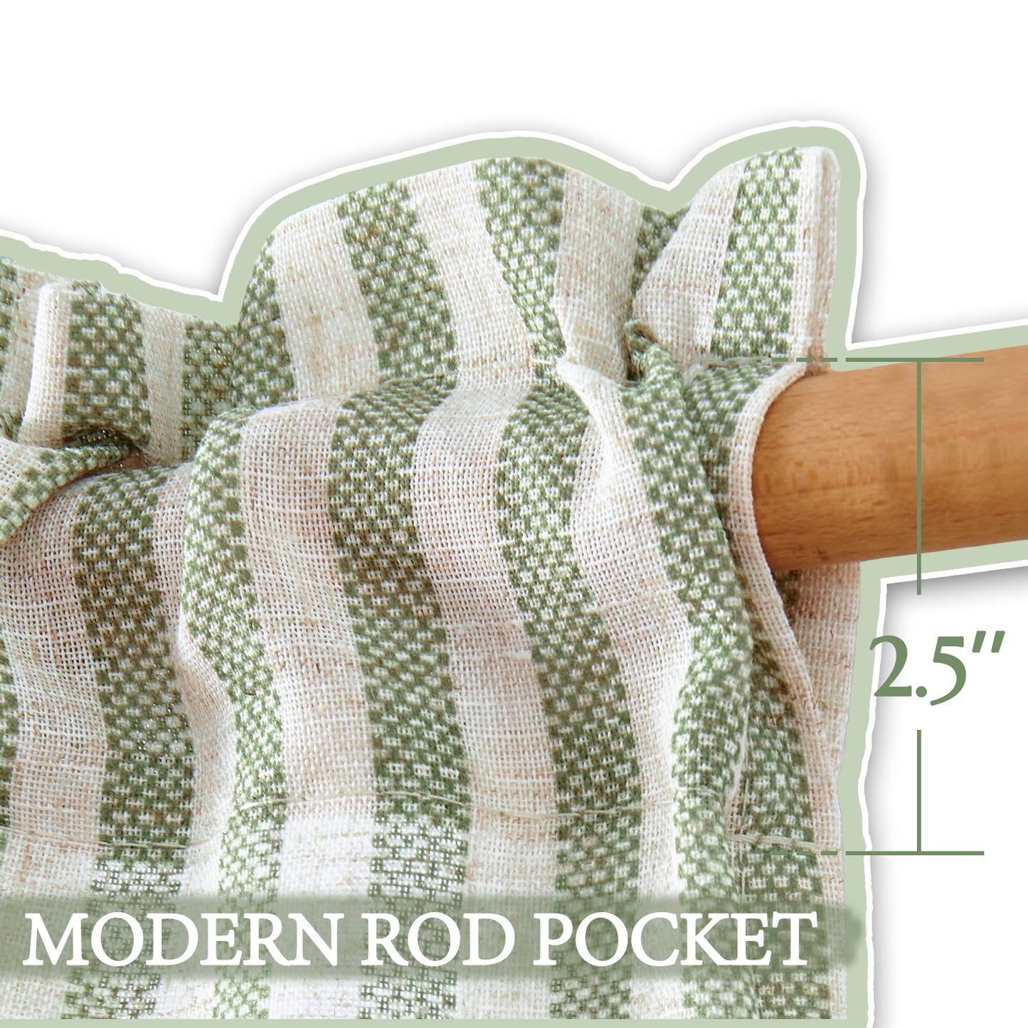 TOPICK Striped Kitchen Curtains and Valance Set Small Linen Curtains for Cafe Living Room Bathroom Farmhouse 3 Pieces Set Rod Pocket
