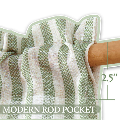 TOPICK Striped Kitchen Curtains and Valance Set Small Linen Curtains for Cafe Living Room Bathroom Farmhouse 3 Pieces Set Rod Pocket
