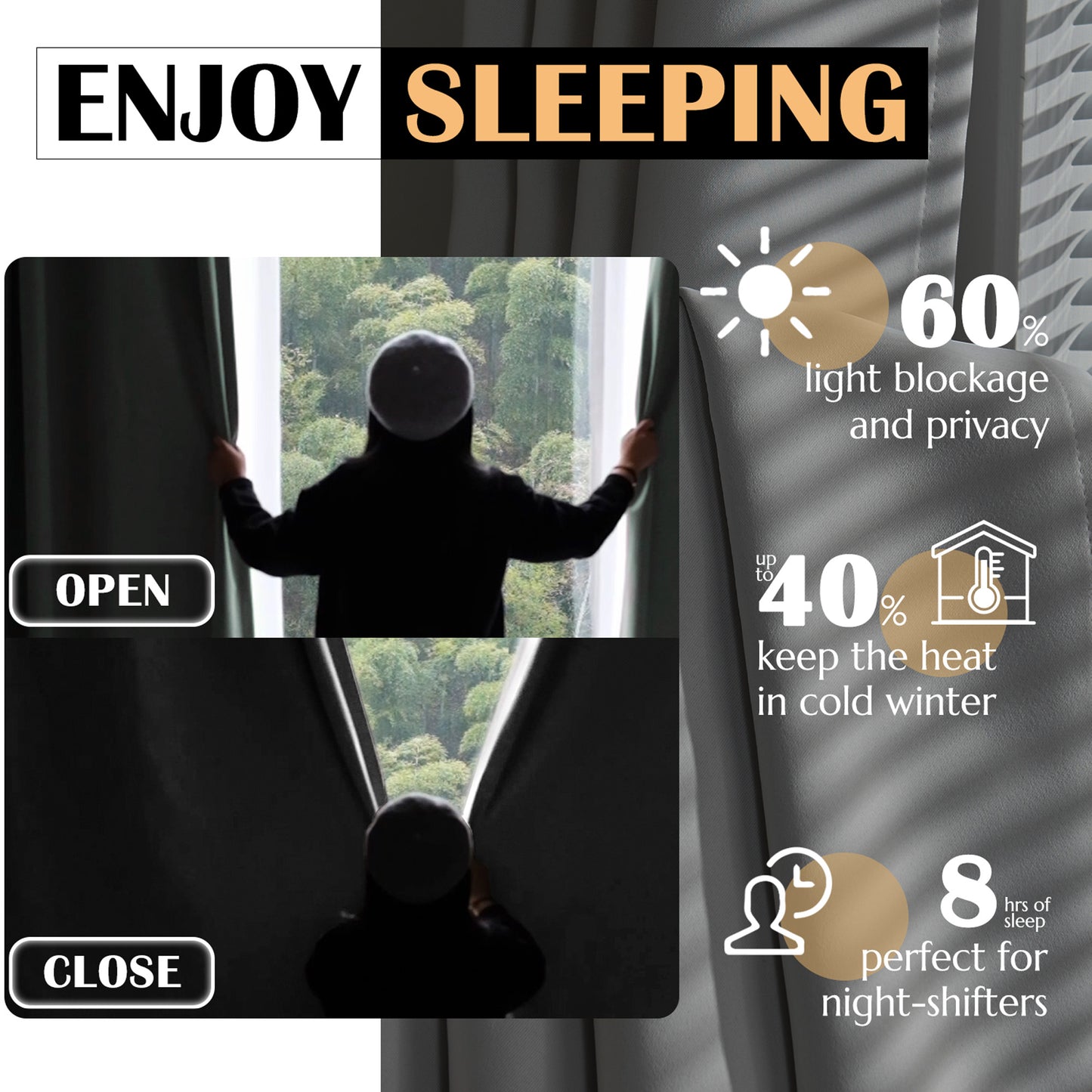 Curtainking Black out Curtain and Drapes Thermal Insulated Grommet Curtains for Living Room 2 Panels
