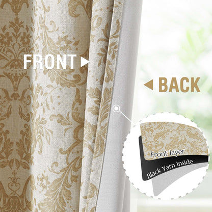 Curtainking Blackout Curtains for Bedroom Thermal Curtains Floral Patterned Living Room Vintage Country Curtain 2Panels