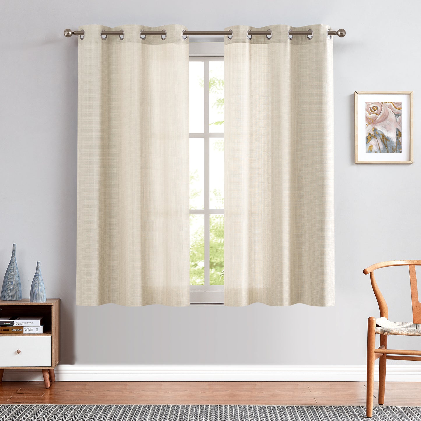 Curtainking Linen Textured Curtains Bedroom Living Room Window Curtain Set Light Filtering Drapes Grommet Top 2 Panels