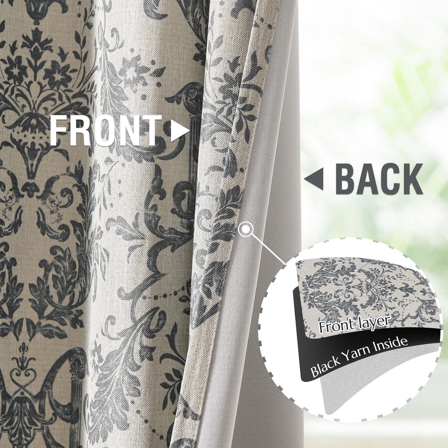 Curtainking Blackout Curtains for Bedroom Thermal Curtains Floral Patterned Living Room Vintage Country Curtain