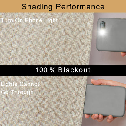 Curtainking Blackout Curtains Linen Textured Drapes for Bedroom Grommet 2 Panels