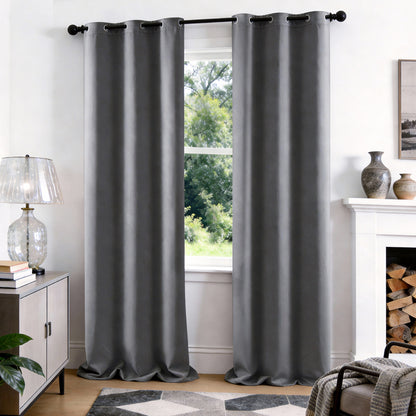 TOPICK Blackout Curtains Solid Grommet Drapes for Kitchen Bedroom Living Room 2 Panels