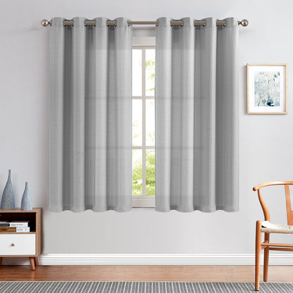 2 Pack Linen Textured Curtains Bedroom Living Room Window Curtain Set Light Filtering Drapes Grommet Top 2 Panels