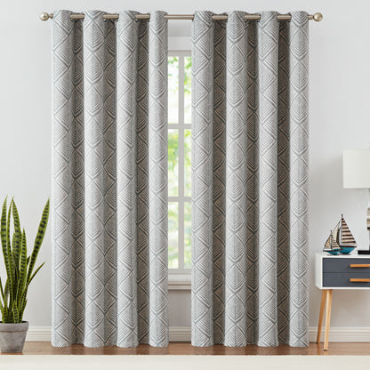 Curtainking Blackout Curtains Geometric Pattern Window Curtains for Living Room Darkening Bedroom Thermal Grommet Curtains set of 2