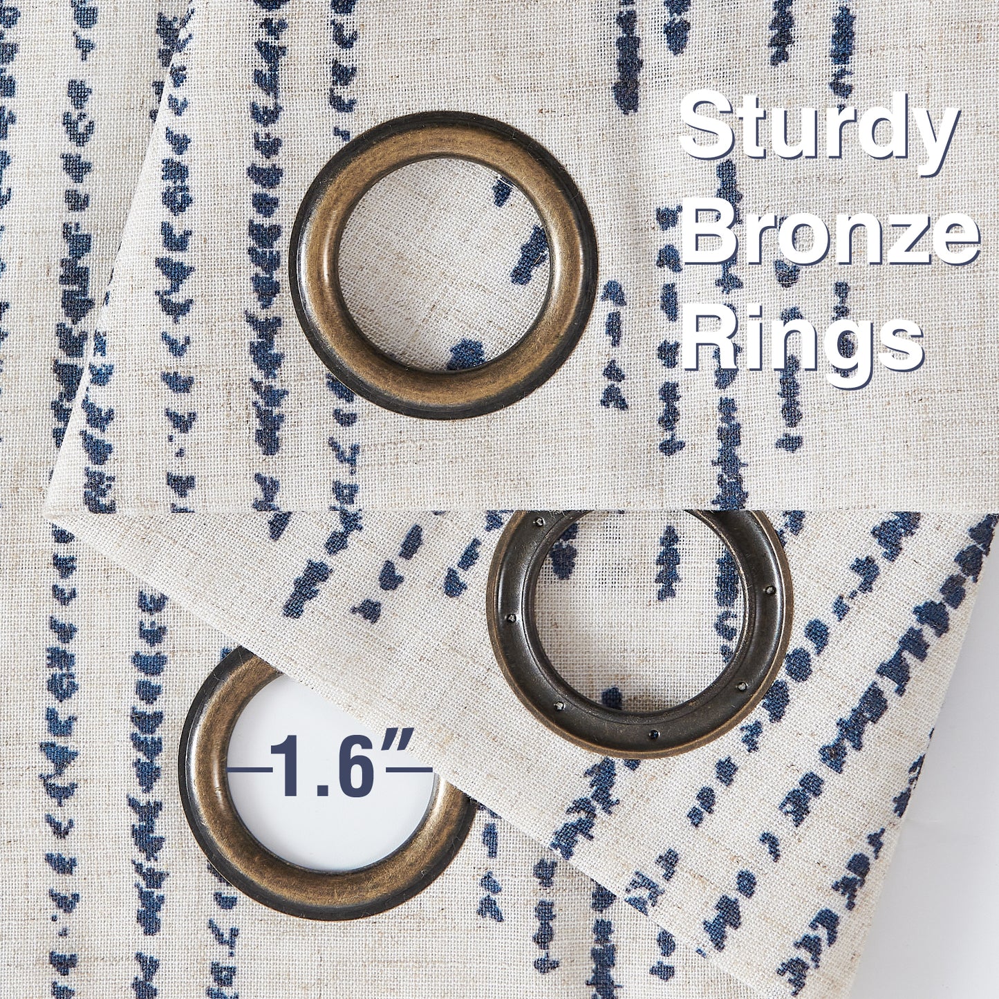 Curtainking Linen Blend Curtains Light Filtering Geometric Striped Boho Farmhouse Grommet Curtains for Living Room Pack of 2