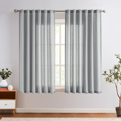 Curtainking Back Tab Curtains Light Filtering Curtains Living Room Bedroom Drapes Rod Pocket Linen Farmhouse Curtains Pack of 2