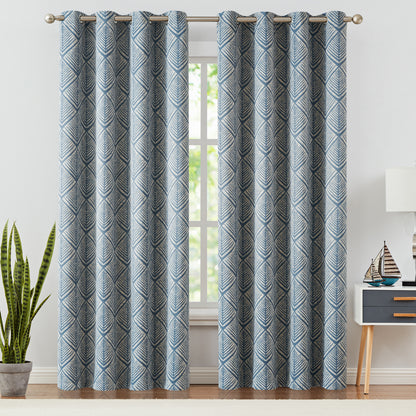 Curtainking Blackout Curtains Geometric Pattern Window Curtains for Living Room Darkening Bedroom Thermal Grommet Curtains set of 2