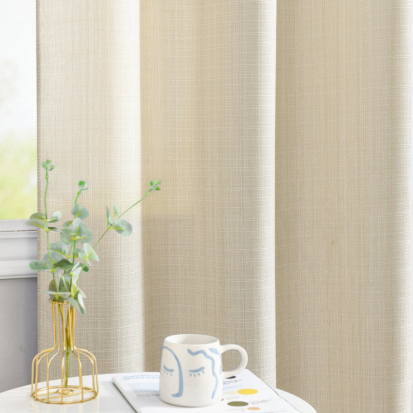 Curtainking Linen Textured Curtains Bedroom Living Room Window Curtain Set Light Filtering Drapes Grommet Top 2 Panels