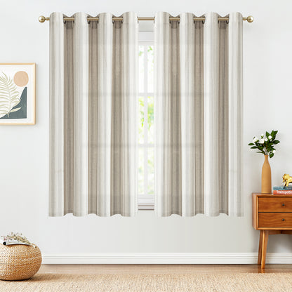 Curtainking Striped Curtains Linen Farmhouse Living Room Curtains Ticking Stripe Curtains Rustic Pinstripe Curtains Grommet 2 Panels