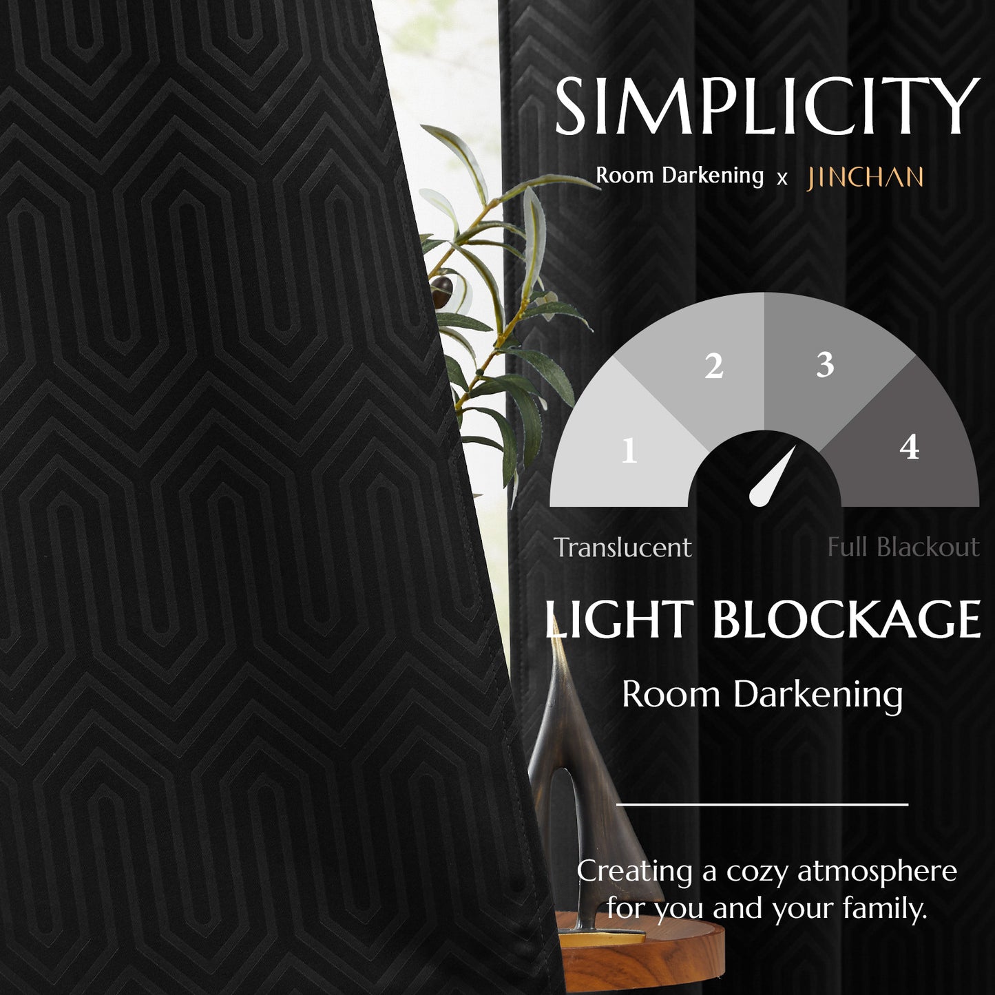 Curtainking Living Room Curtains Embossed Textured Fingerprint Pattern Room Darkening Curtains for Bedroom 2 Panels