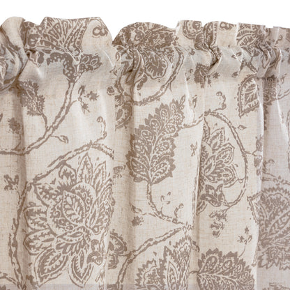 Curtainking Kitchen Valance  Linen Textured Floral Printed Small Window Valance 1 Panel