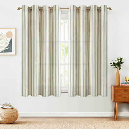 Curtainking Striped Curtains Linen Farmhouse Living Room Curtains Ticking Stripe Curtains Rustic Pinstripe Curtains Grommet 2 Panels