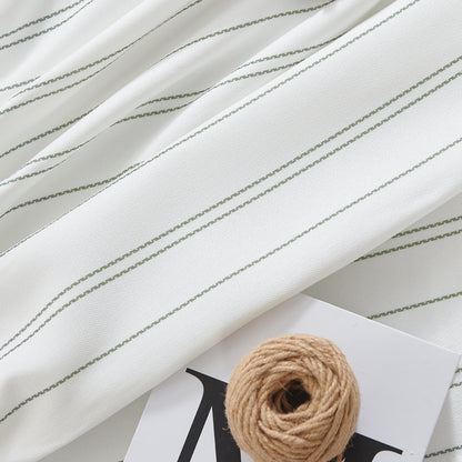 TOPICK White Curtains Striped Curtains for Living Room Bedroom Modern Pinstriped Light Filtering Back Tab Rod Pocket 2 Panels