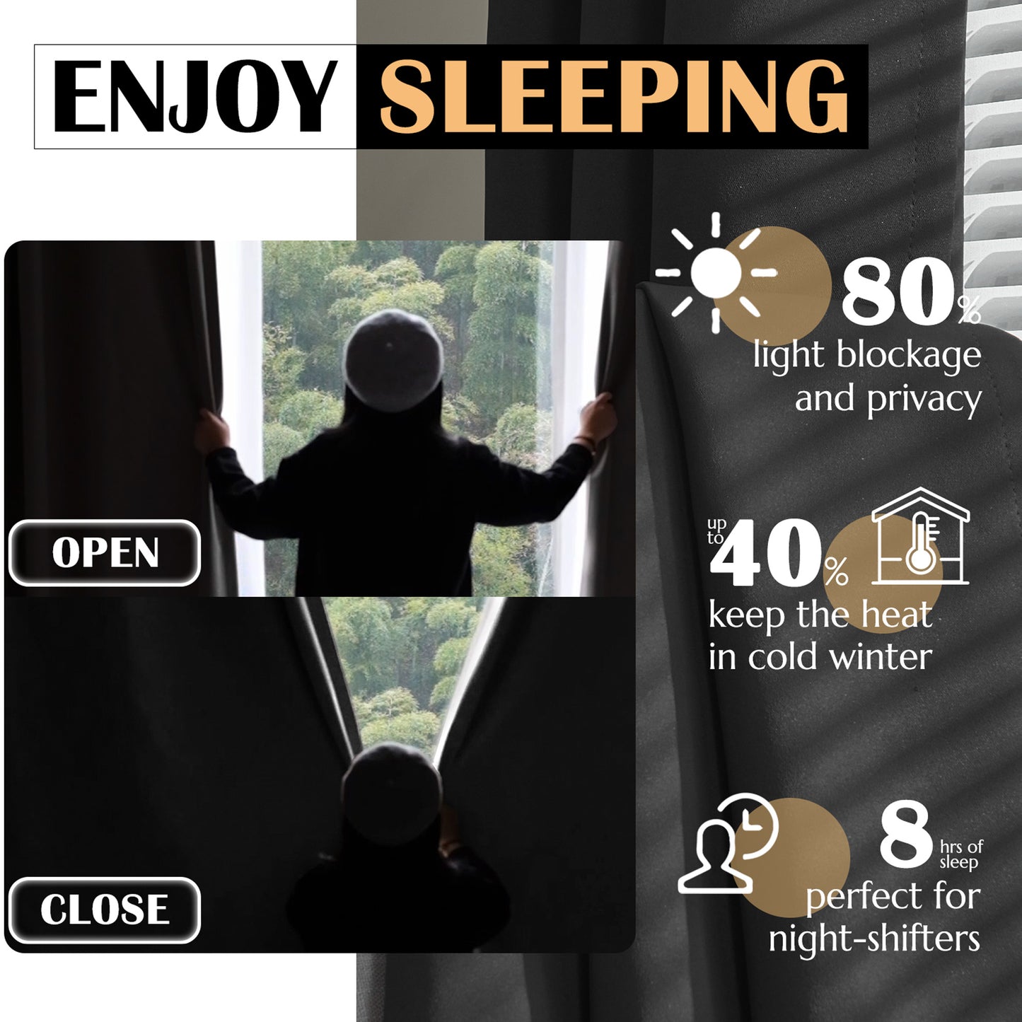Curtainking Black out Curtain and Drapes Thermal Insulated Grommet Curtains for Living Room 2 Panels